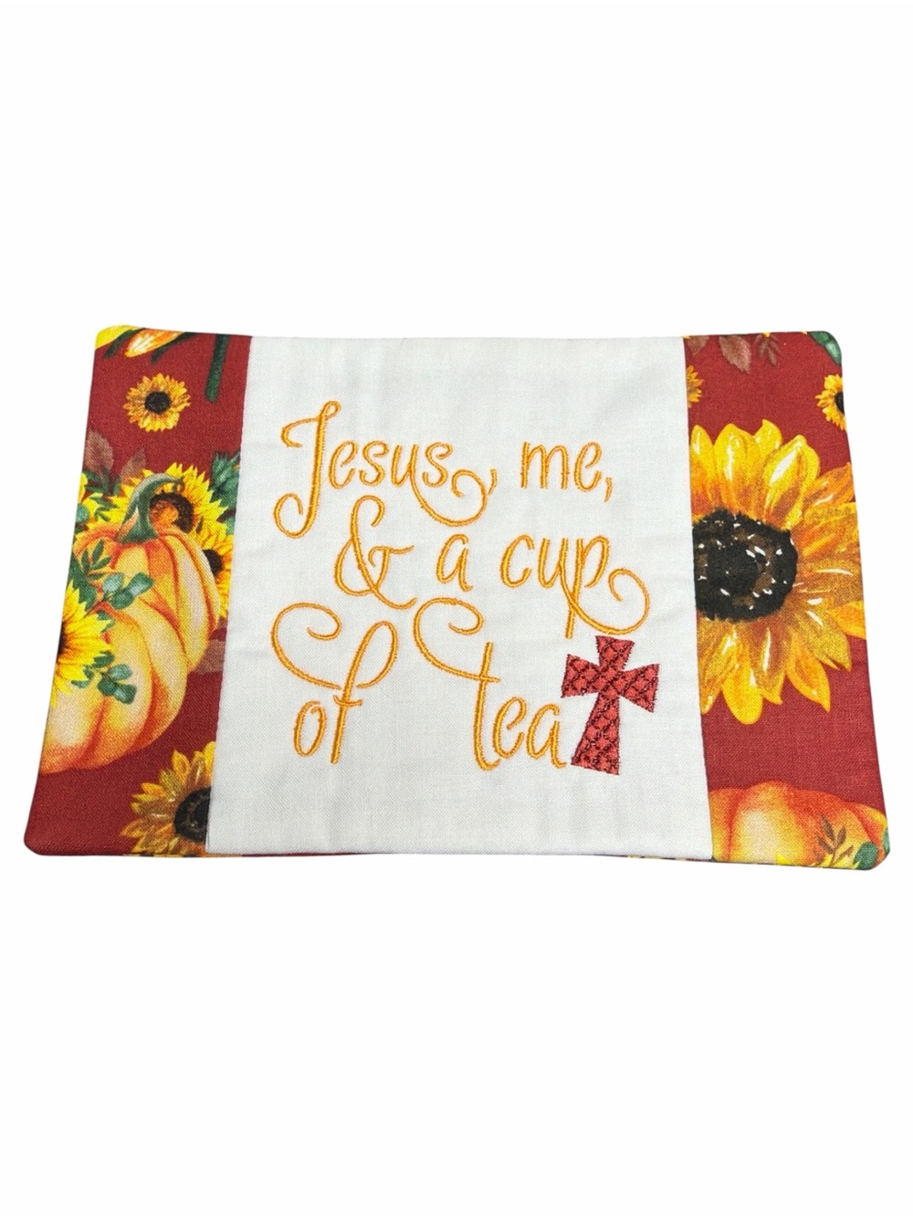 Hand Crafted Mug Rug Coaster Embroidered Cotton Fabric Padded Absorbs Liquid